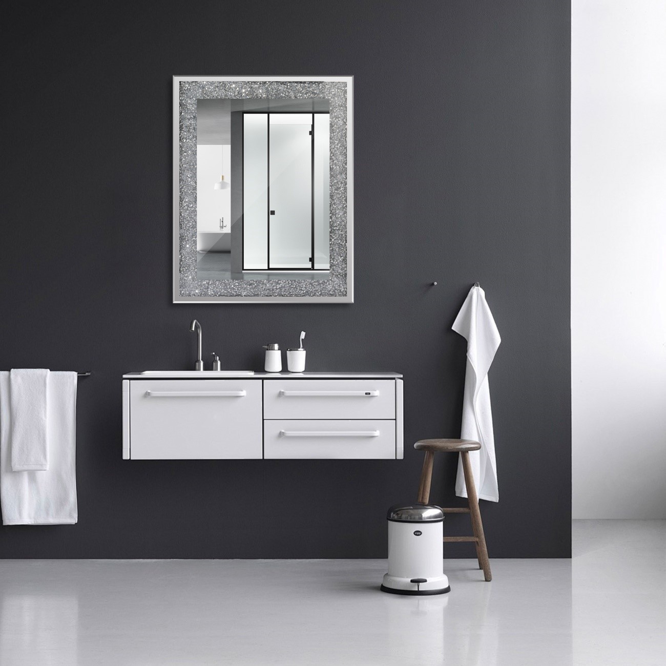 Popular Rectangular Wall Mirror Quality Faux  Diamond Mirror for Home Décor